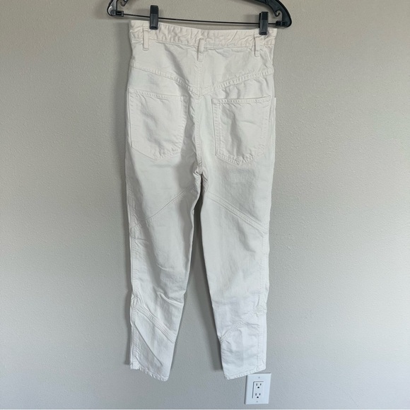 Isabel Marant Nadeloisa Tapered Leg Cotton High Rise Slim Jeans White Trousers 2 - Picture 9 of 13